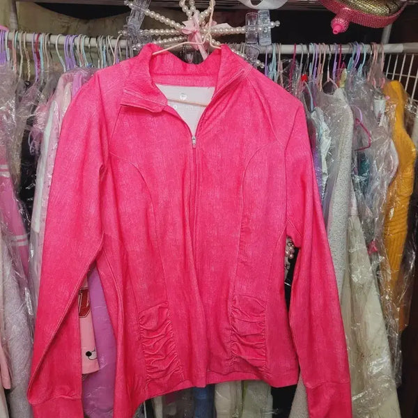 [BUNJANG] Barbie Pink Zip-Up Jacket / 바비 핑크 집업 자켓 수입M 미국브랜드
