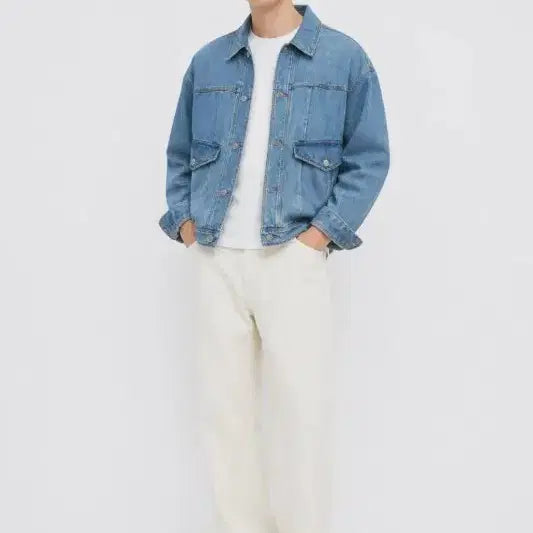 [BUNJANG] System (Hansem) Light Blue Denim Jacket / 남100/시스템(한섬) 라이트 블루 데님 자켓 (사진참고)