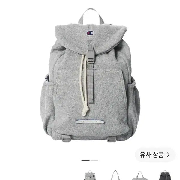 [BUNJANG] ROlow X Champion Collaboration String Rucksack Mini Backpack - Grey / 챔피온 로우로우 콜라보 스트링 럭색 미니 백팩 그레이