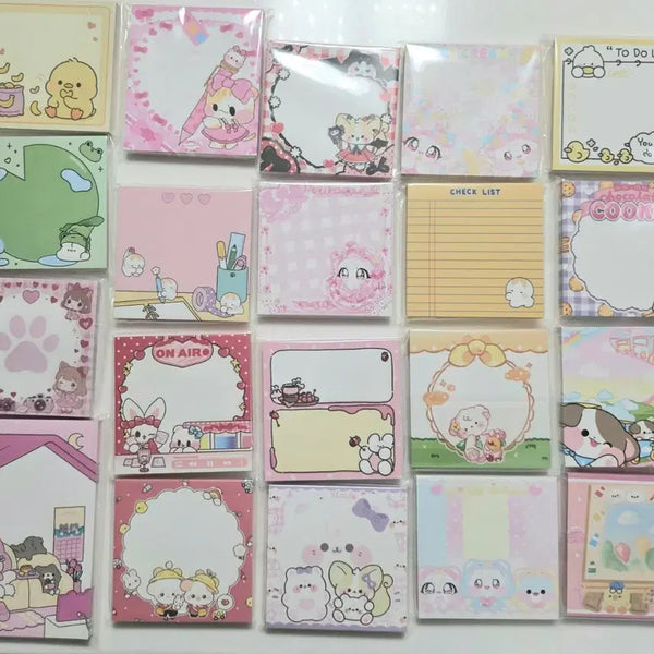 [BUNJANG] Cute Character Memo Pad Set - Bundle Sale / 귀여운 캐릭터  메모지 20세트 일괄판매 / 떡메모지/메모지/ 포용 처분