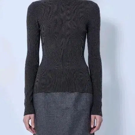 [BUNJANG] Women's Ribbed Turtleneck Top - Grey / 수입의류 핏쫀쫀목폴라티(새상품)