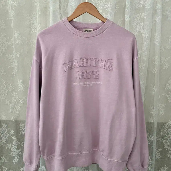 [BUNJANG] Marithe Francois Girbaud Appliqué Logo Over Fit Sweatshirt Dark Pink / M) 24fw 마리떼 프랑소와저버 아플리케 로고 맨투맨 핑크