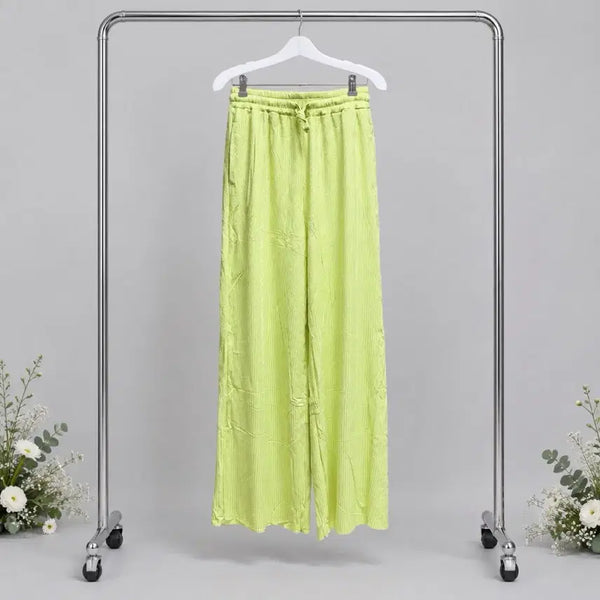 [BUNJANG] Pleated Wide Pants - Lime / 새상품:) 플리츠 와이드 팬츠 라임