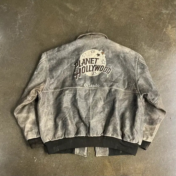 [BUNJANG] Planet Hollywood Leather Jacket / 90s 플래닛 할리우드 레더 자켓 (110)