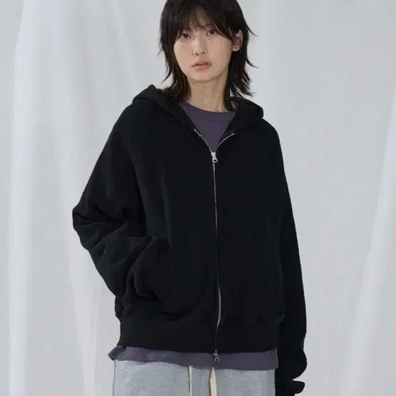 [BUNJANG] Slow Acid Slub Basic Hooded Zip-up S / 슬로우애시드 슬라브 베이직 후드집업 s