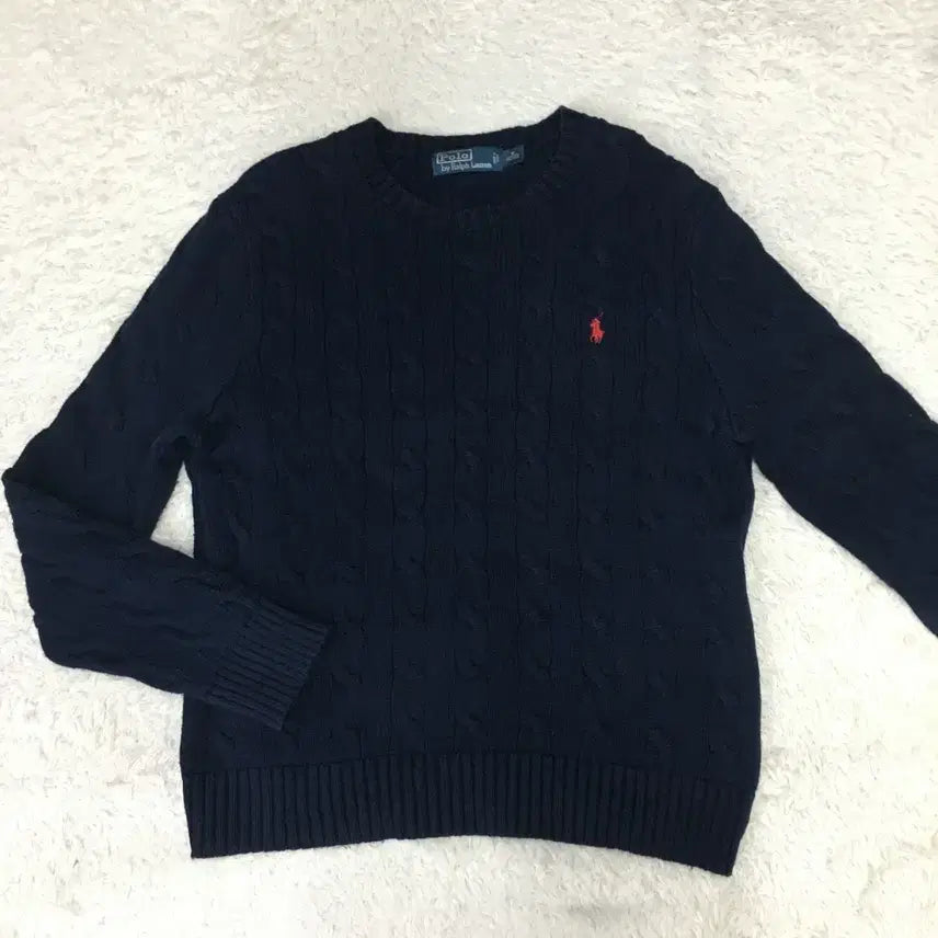 [BUNJANG] Polo 90's Small Pony Cable Knit Sweater / 폴로 90'S 스몰포니 꽈배기 니트 JJ06