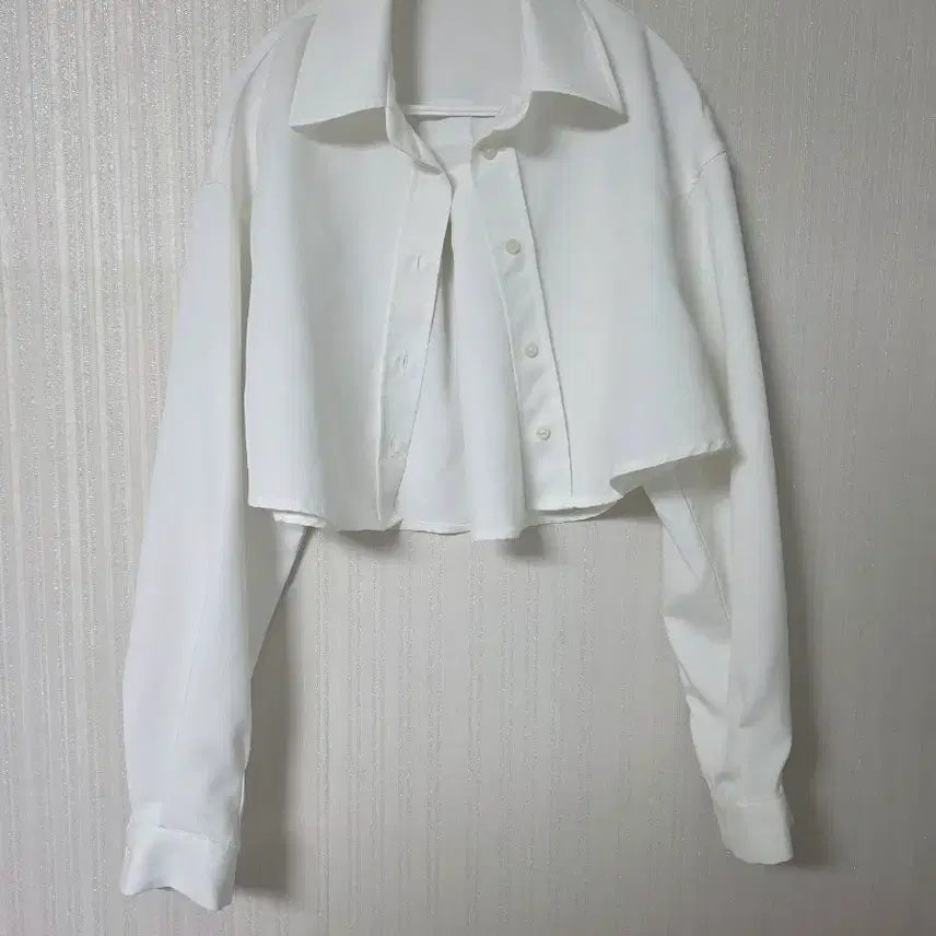 [BUNJANG] Cropped Shirt White / 크롭 셔츠 화이트