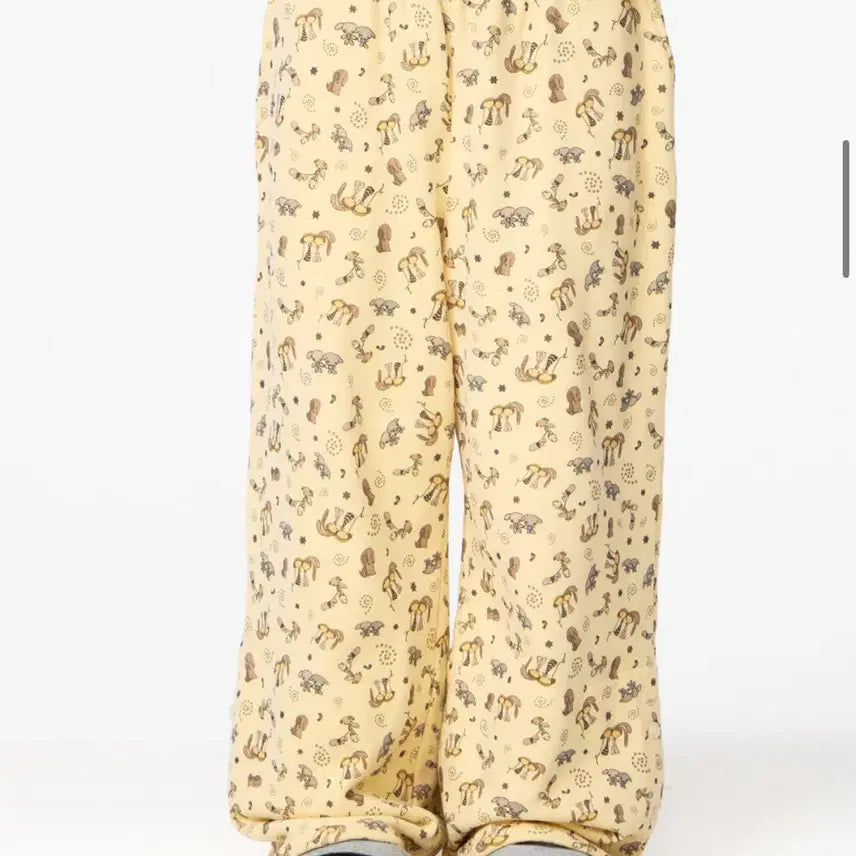 [BUNJANG] Koiseiyo Teddy Pattern Side Button Sweatpants Yellow Size 1 / 코이세이오 테지 패턴 사이드 버튼 스웻 팬츠 옐로우 1