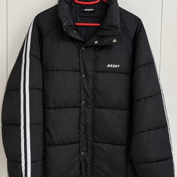 [BUNJANG] Nerdy Three-Stripe Padded Jacket Black / NERDY 패딩 블랙
