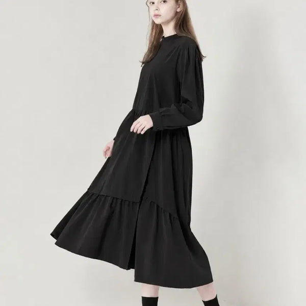 [BUNJANG] SJSJ Tiered Long Dress Black / SJSJ 한섬 티어드 롱 원피스