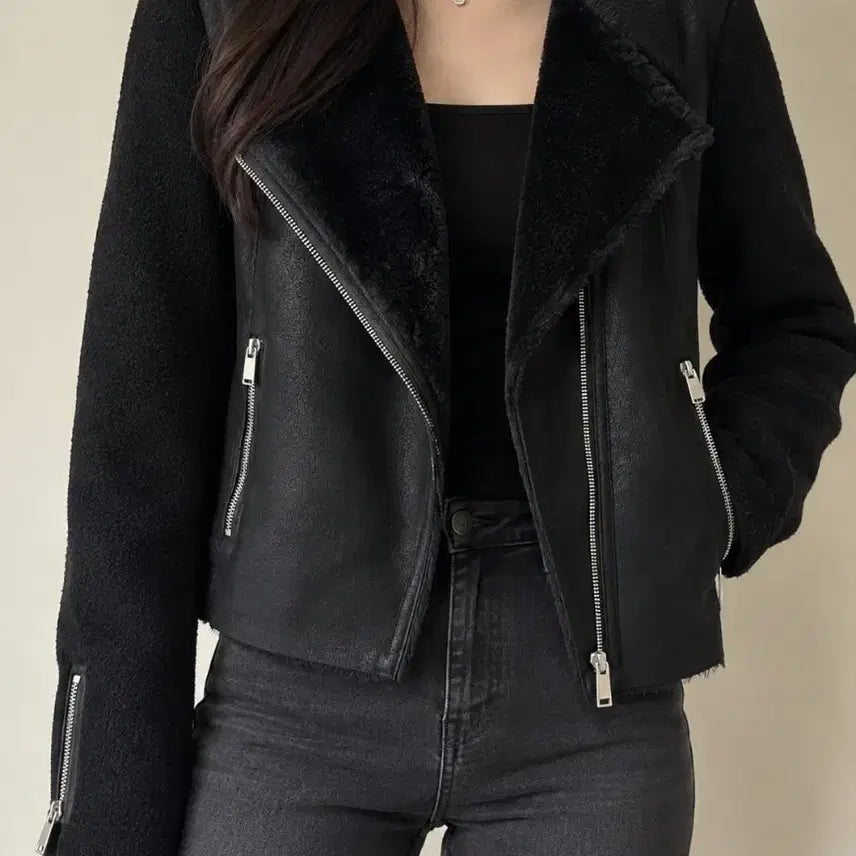 [BUNJANG] ZARA Trafaluc Black Leather Jacket / 자라 트라팔루크 블랙 가죽자켓