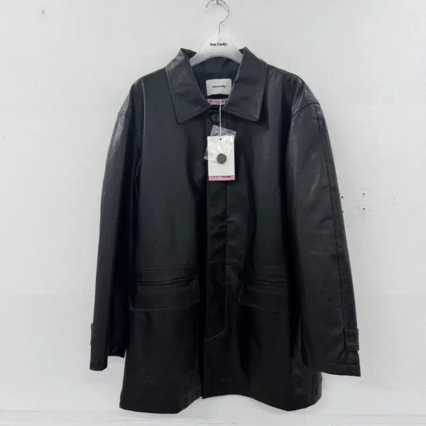 [BUNJANG] New Rooki Leather Mac Coat Black / 뉴루키 레더 맥코트 블랙