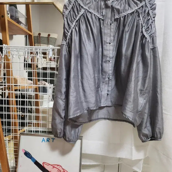 [BUNJANG] New Arrival Lace Blouse (Silver Grey) / (국내제작새상품/무료배송)가을신상 레이스 블라우스(실버 그레이)