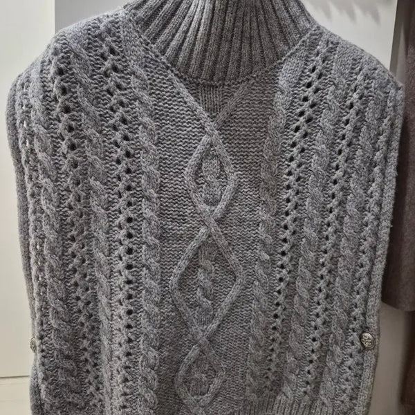 [BUNJANG] Cable Knit Vest Grey / 꽈배기 니트 조끼 그레이