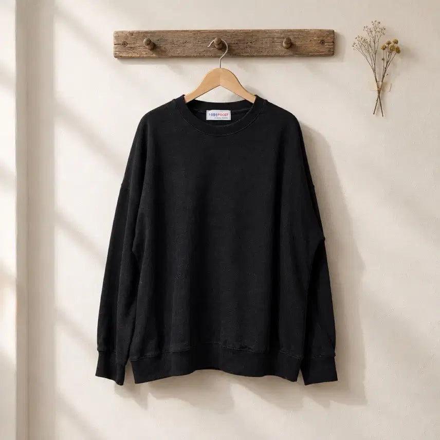 [BUNJANG] Plain Black Sweatshirt / 새상품:) 무지 맨투맨 검정색