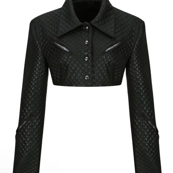 [BUNJANG] VENECY Quilting Cropped Jacket Black / VENECY 벤에시 퀼팅 크롭 자켓 블랙