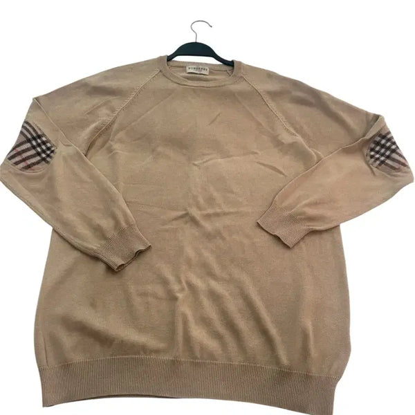 [BUNJANG] Burberry Nova Check Elbow Patch Knit Beige 2XL / 런던 노바체크 엘보패치 베이지 니트 2XL