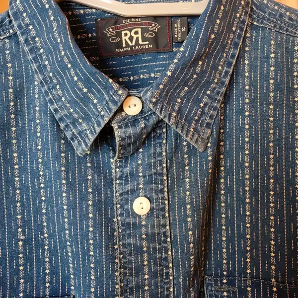 [BUNJANG] RRL Indigo Star Pattern Denim Shirt / rrl 인디고 셔츠