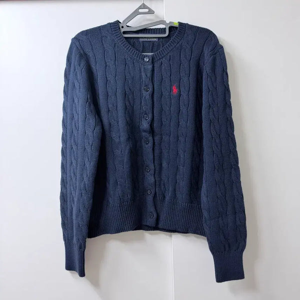 [BUNJANG] Polo Cable Knit Cardigan Navy / [새상품] 폴로 꽈배기 가디건 네이비