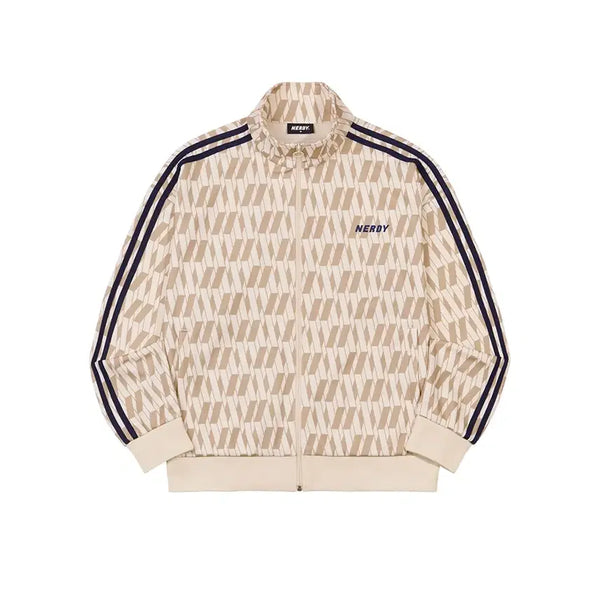 [BUNJANG] NERDY DNA Monogram Track Top Cream XS / 널디 DNA 모노그램 트랙탑 크림 XS