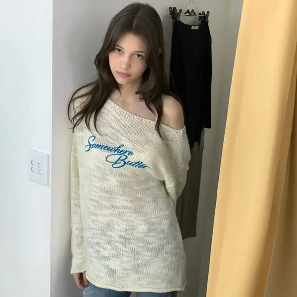 [BUNJANG] Somewhere Butter Rona Off-Shoulder Knit New / [새상품] 썸웨어버터 rona오프숄더 니트