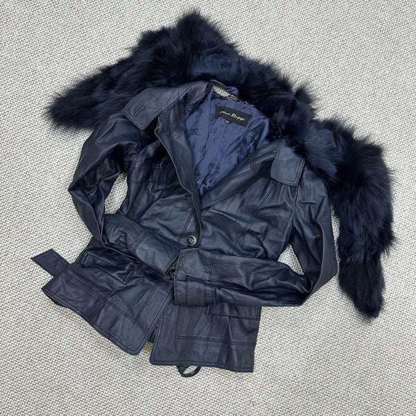 [BUNJANG] Vintage Women's Fur Leather Jacket / 88-98-160 빈티지 여성 퍼 가죽 자켓 1007E1