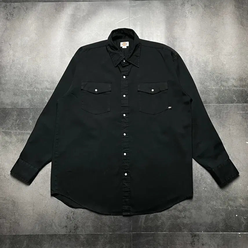 [BUNJANG] Dickies 00s Black Snap Button Pocket Work Shirt / DICKIES 00s 디키즈 스냅버튼 포켓 블랙 워크셔츠 A01616