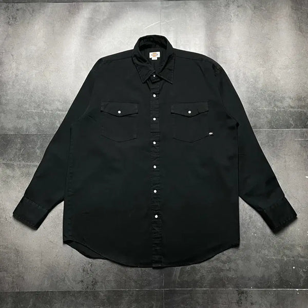 [BUNJANG] Dickies 00s Black Snap Button Pocket Work Shirt / DICKIES 00s 디키즈 스냅버튼 포켓 블랙 워크셔츠 A01616