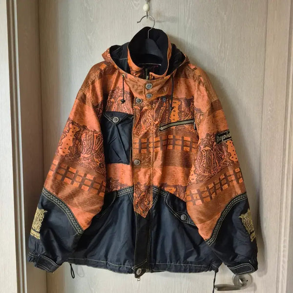 [BUNJANG] Leopard Ski Jumper Orange Black Size 105 / 레오파드 스키 점퍼 오렌지 블랙사이즈105