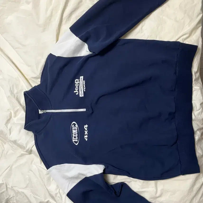 [BUNJANG] Jeep Navy Half Zip Sweatshirt (Recommended Size 100) / 지프 네이비 하프집업 맨투맨 100추천