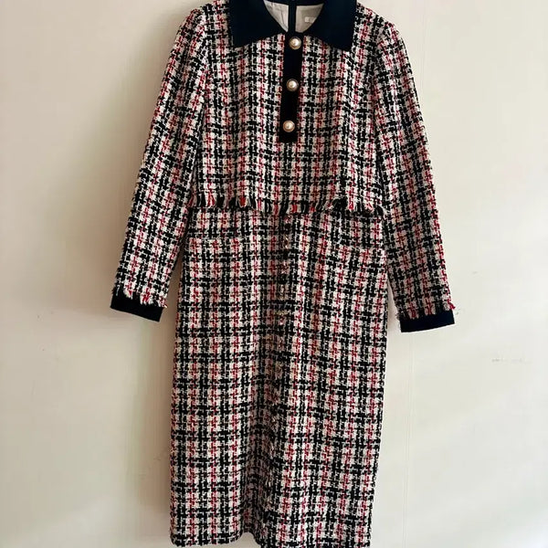 [BUNJANG] Joinus Tweed Pearl Button Dress / 트위드 카라 원피스 (캐시혼방)