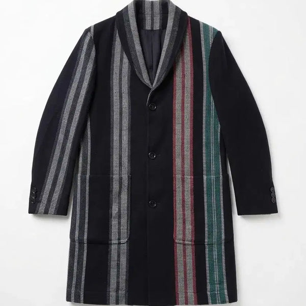 [BUNJANG] Carven Multi Stripe Single Long Coat / 까르뱅 멀티 스트라이프 싱글 롱 코트 46