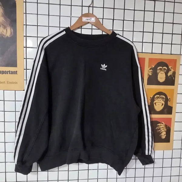 [BUNJANG] Adidas Three-Stripes Sweatshirt Black / 아디다스 삼선 맨투맨 검정 1007