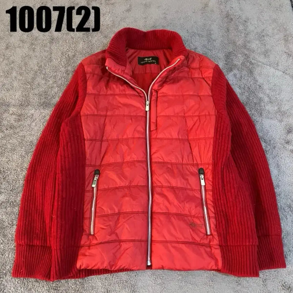 [BUNJANG] Louis Castel Padded Knit Zip-Up Jacket Red / 루이카스텔 패딩 니트 집업 자켓 레드
