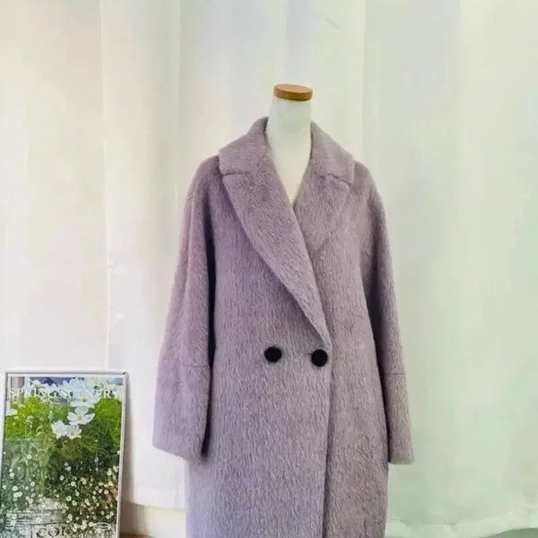 [BUNJANG] LBL Lavender Alpaca Fur Coat M / LBL 라벤더 알파카 퍼 코트 M