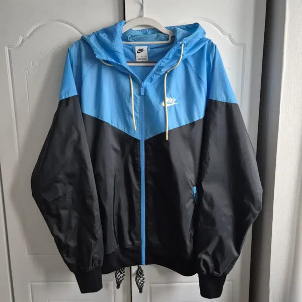 [BUNJANG] Nike Hooded Windrunner Jacket Blue Black M (95) / 나이키 후드 바람막이 윈드러너 러닝복 등산복 블루 블랙 M 95
