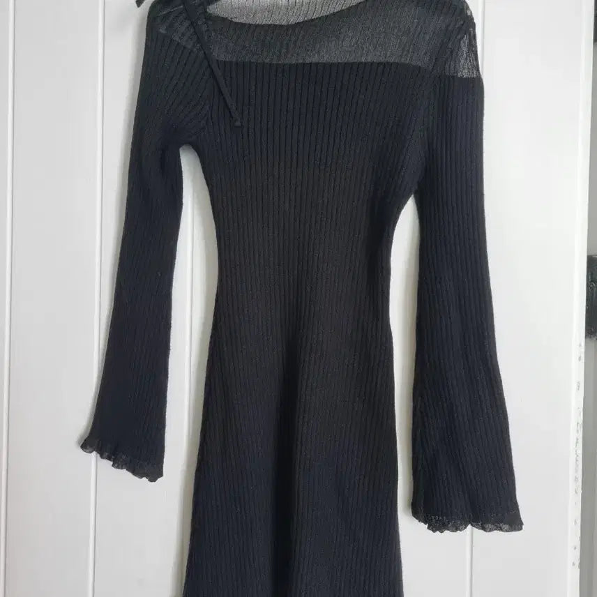 [BUNJANG] Black See-Through Knit Dress / (오늘특가)블랙 시스루 니트 원피스