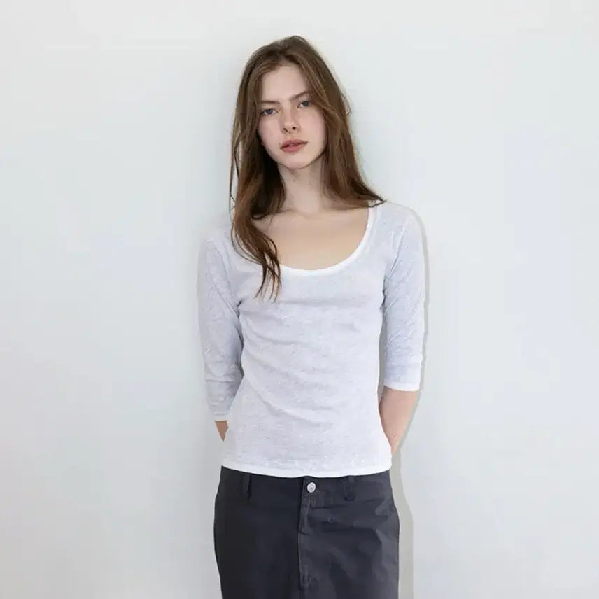 [BUNJANG] The L All Layered Tee Light Gray / 더릴 Double Layered Tee_Light Gray 더블 레이어드 티 (채령 착용)