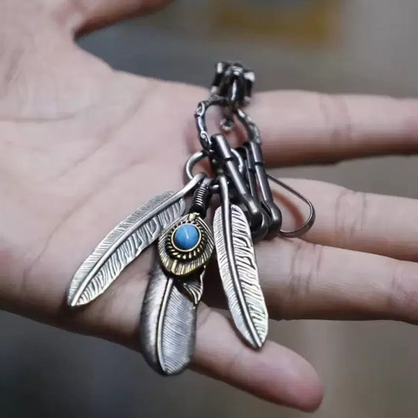 [BUNJANG] Feather Keychain with Turquoise Accent / 깃털 키링