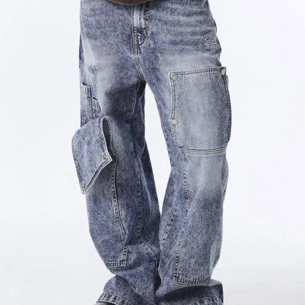 [BUNJANG] Washed Carpenter Denim Pants Light Blue / (새상품)워싱 카펜터 데님 팬츠 라이트 블루