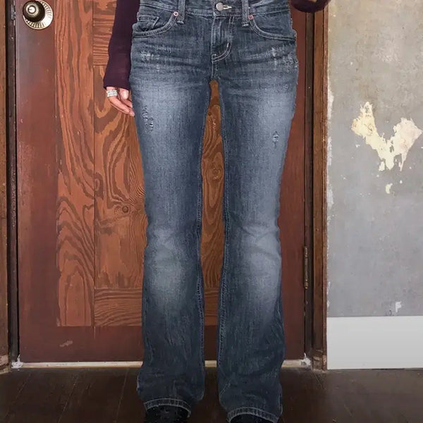 [BUNJANG] Low Damage Denim Zigzag Loop-on Jeans / 로우 데미지 데님 지그재그 루프온