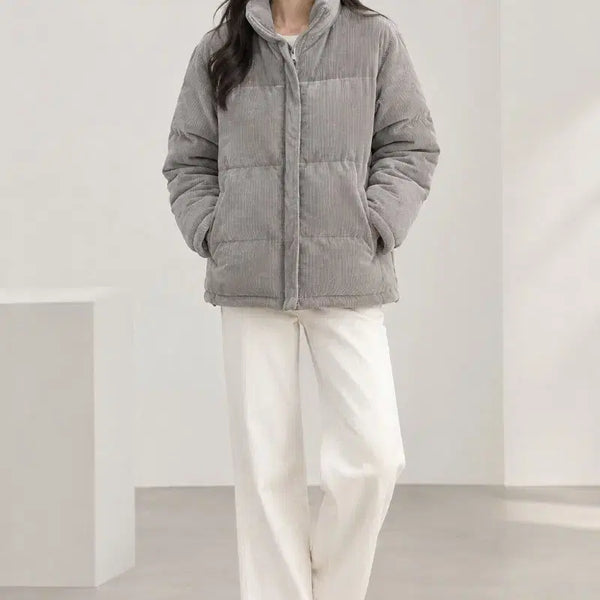 [BUNJANG] Calvin Klein Corduroy Puffer Down Jacket / [S] 캘빈클라인 코듀로이 푸퍼 패딩