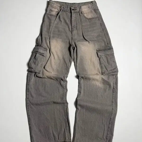 [BUNJANG] Selected Wide Fit String Denim Cargo Pants / Selected 와이드 핏 스트링 데님 카고 팬츠 ON1278