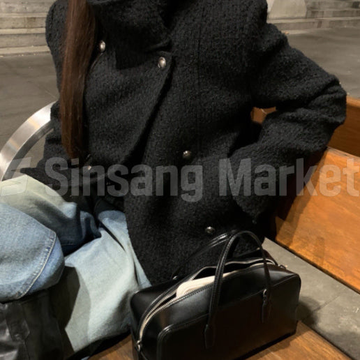 [BUNJANG] High Neck Tweed Short Coat Jacket / [빠른발송] 시크 하이넥 트위드 숏코트 자켓 2C 초겨울 무지 울 부클