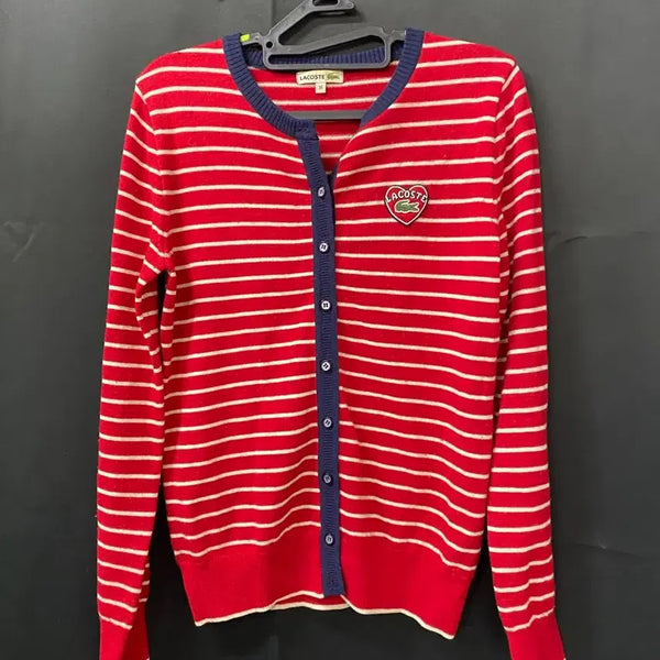 [BUNJANG] Lacoste Striped Cardigan Red / <이만샵 최저가>라코스테 단가라 가디건 레드