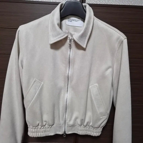 [BUNJANG] Suede Cropped Jacket Beige / 스웨이드 크롭 자켓 베이지