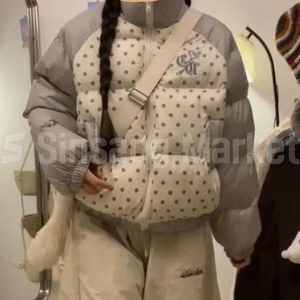 [BUNJANG] Dot Raglan Puffer Padding Jacket Retro Y2K Vintage / [빠른발송] 닷 나그랑 도트 푸퍼패딩 인기 수입 레트로 Y2K 빈티지