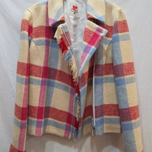 [BUNJANG] Courreges Wool Check Cropped Jacket / 정품 _ 꾸레쥬 울 체크 크롭자켓 (55~슬림66)