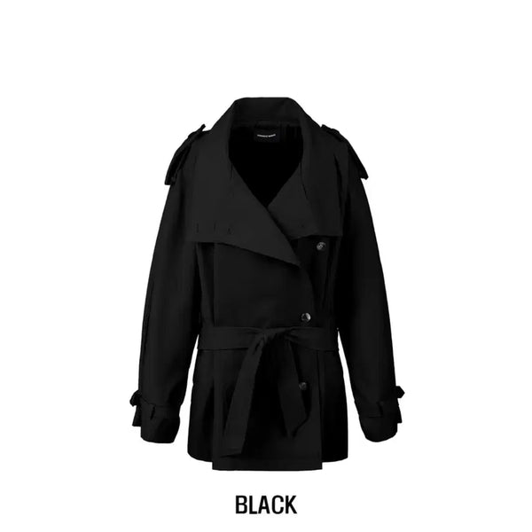 [BUNJANG] Project Wave Double Trench Half Coat Black / 프로젝트 웨이브 Double Trench Half Coat 블랙