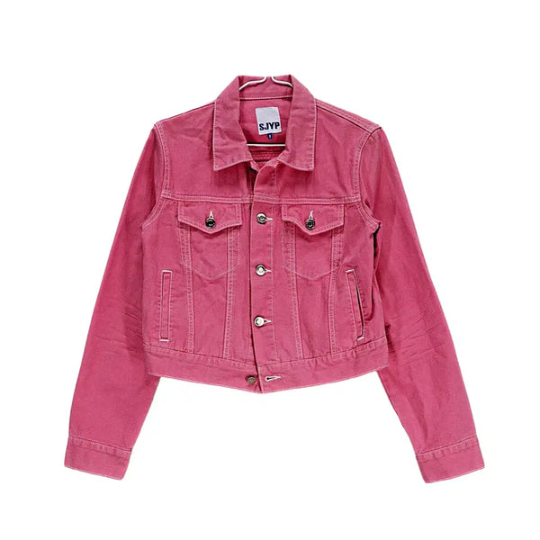 [BUNJANG] SJYP 90s Kitsch Denim Jacket Pink / 에스제이와이피 90 키치한 데님자켓 핑크 04207
